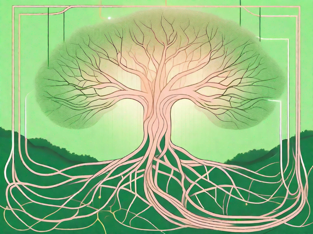 A serene landscape with a prominent tree