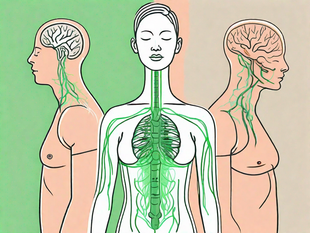 A person's neck and upper torso with a highlighted area indicating the location of the vagus nerve