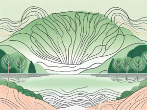 A serene landscape with elements like a tranquil lake