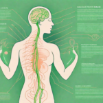 A human body silhouette highlighting the path of the vagus nerve from the brain through the neck and into the abdomen
