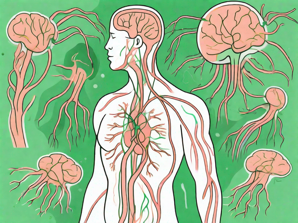 The vagus nerve in a human body with visible signs of damage