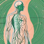 A human body silhouette with the vagus nerve highlighted