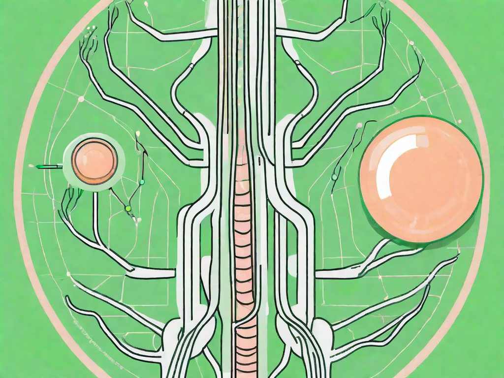 The vagus nerve highlighted within an outline of the human body