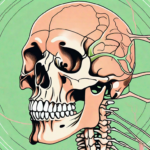 A human skull in a side view