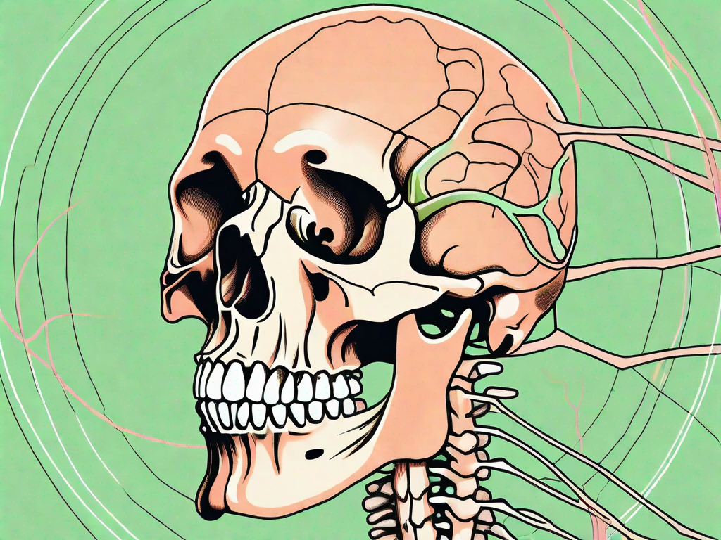 A human skull in a side view