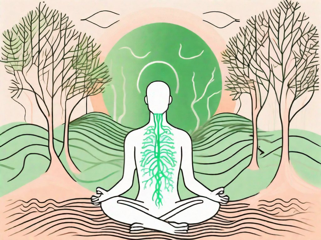 A human silhouette with the vagus nerve highlighted