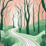 A tranquil scene with a symbolized vagus nerve represented as a vibrant