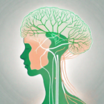 A human silhouette with the vagus nerve highlighted