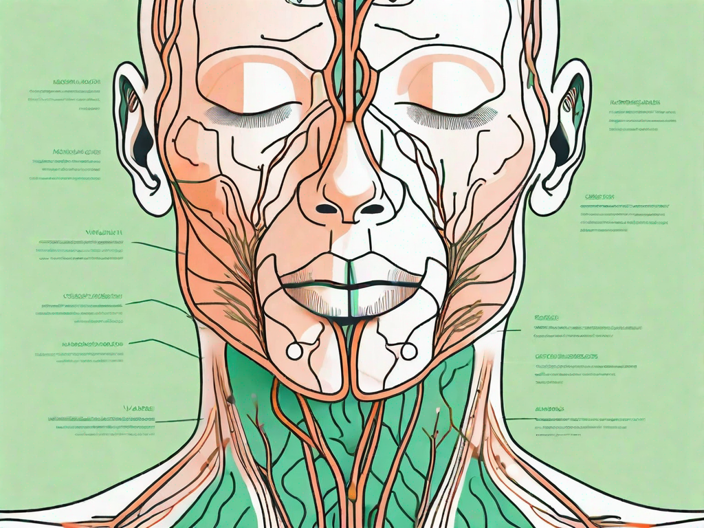 A human anatomy focused on the neck and upper abdomen area
