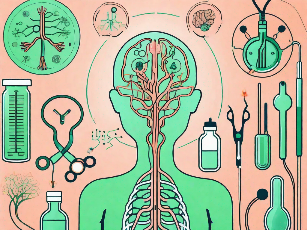 A stylized human silhouette with the vagus nerve highlighted