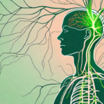 A human body silhouette with the vagus nerve highlighted