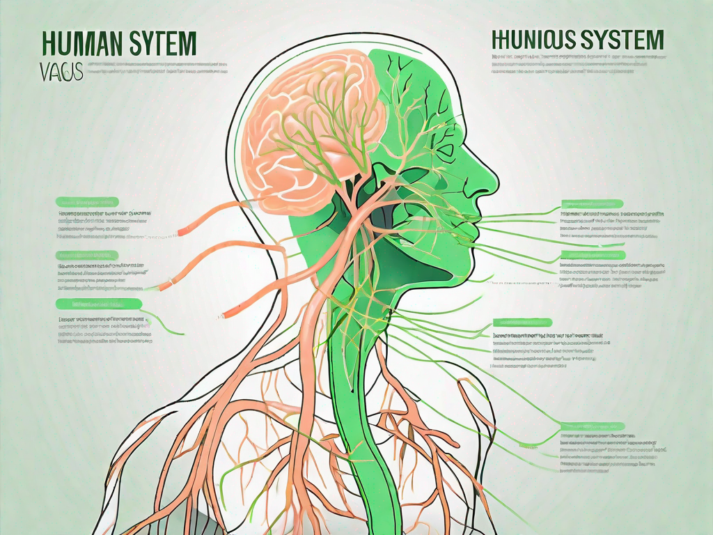 The human nervous system highlighting the vagus nerve