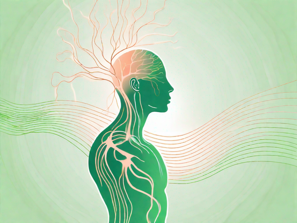 A human silhouette with a highlighted vagus nerve