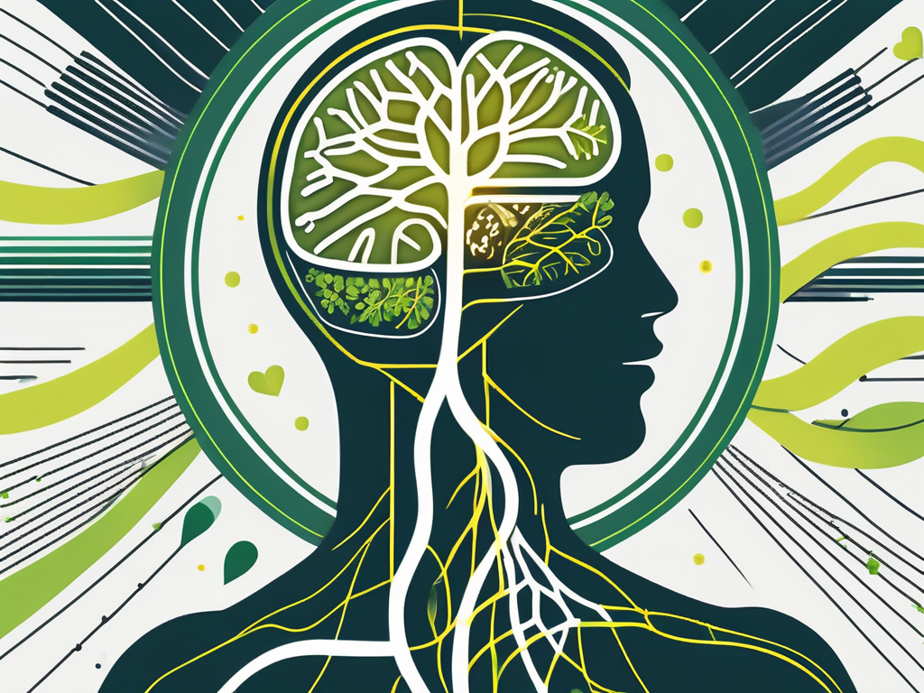 A stylized human silhouette with the vagus nerve highlighted