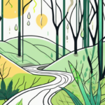 A serene nature scene with a highlighted path representing the vagus nerve