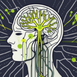 A vagus nerve stimulator device connected to a stylized brain