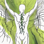 A human body silhouette highlighting the pathway of the vagus nerve