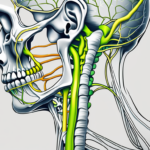 The human cervical spine with the vagus nerve highlighted