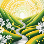 A serene landscape with a prominent