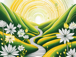 A serene landscape with a prominent