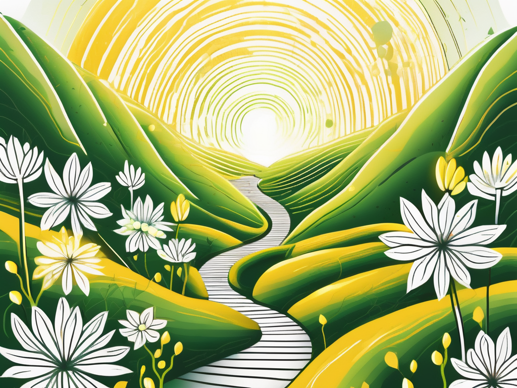 A serene landscape with a prominent