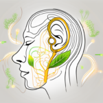 A stylized human ear with a highlighted path leading to the vagus nerve