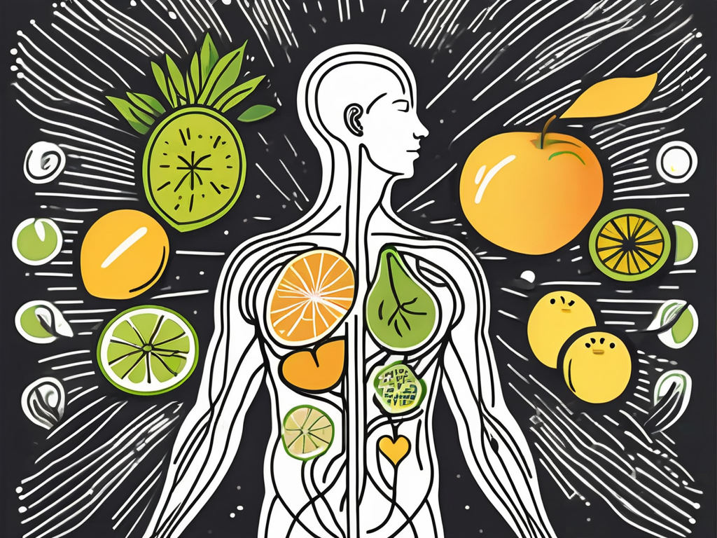 The vagus nerve stretching from the brain down to the abdomen
