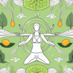 A yoga mat with a symbolic representation of the vagus nerve