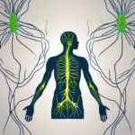 A human body silhouette focusing on the nervous system