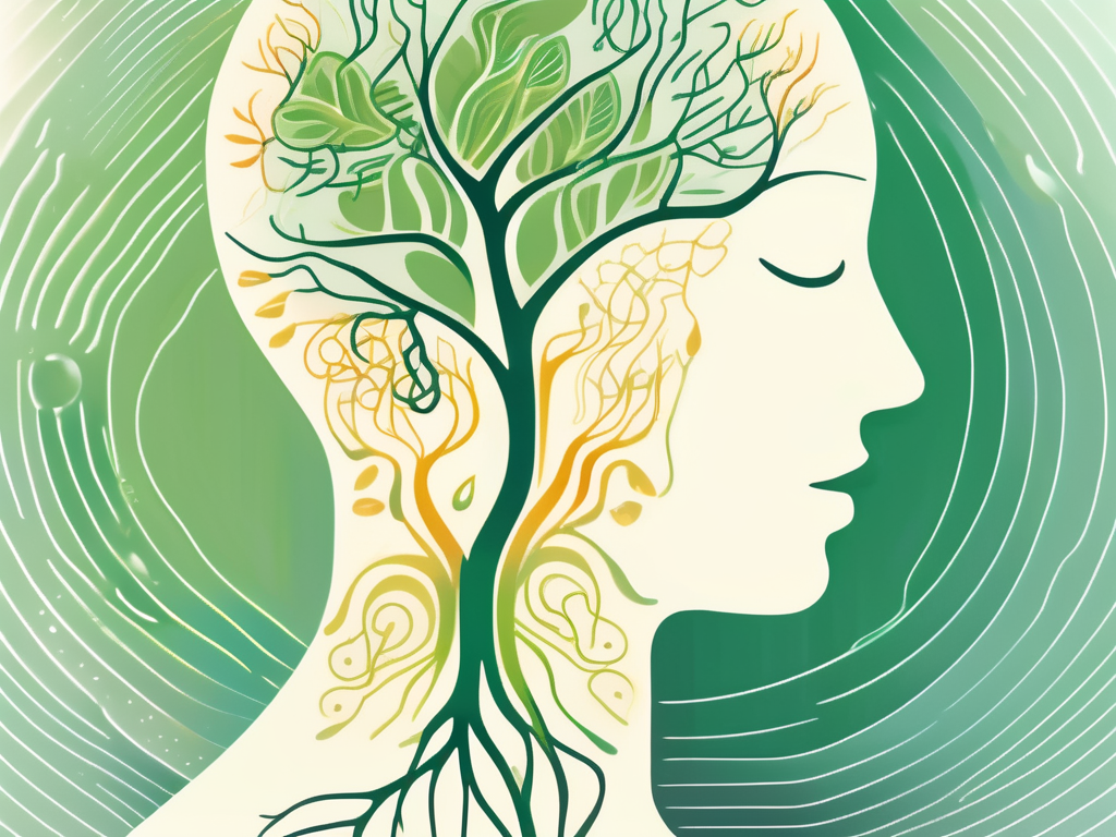 A stylized human silhouette with the vagus nerve highlighted and branching out to various organs