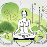 A serene landscape with various symbols representing relaxation techniques