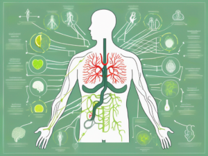 A human silhouette with the vagus nerve highlighted
