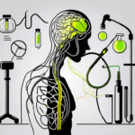 A human body silhouette with the vagus nerve highlighted