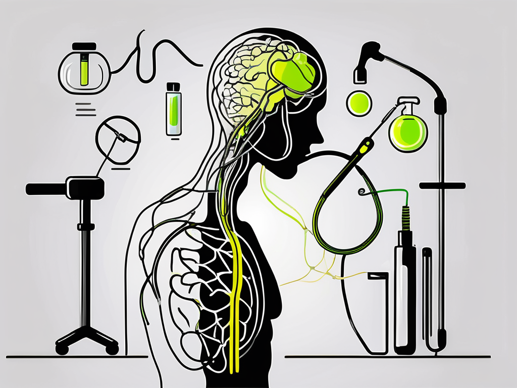 A human body silhouette with the vagus nerve highlighted