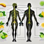 The vagus nerve extending from the brain