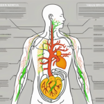 The human body highlighting the vagus nerve extending from the brain to the stomach
