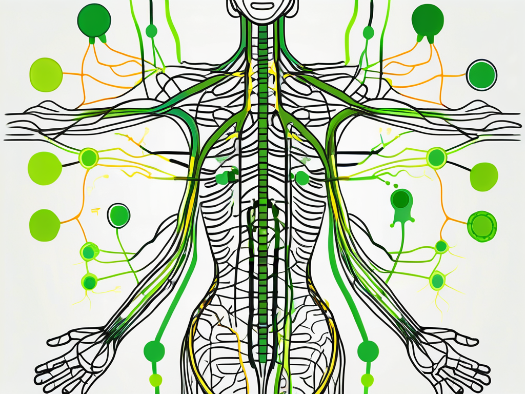 A vagus nerve stimulator device connected to an abstract representation of the human nervous system
