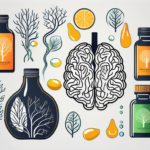 Various supplement bottles with elements like the brain and the heart