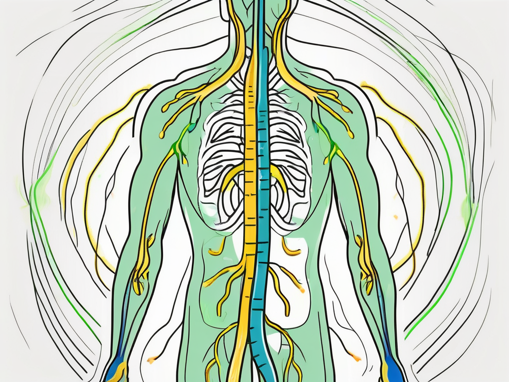 The vagus nerve in the human body with signals flowing towards the stomach