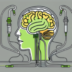 A brain with the vagus nerve highlighted