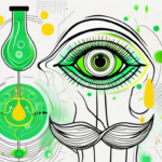 A pair of eyes with glowing health surrounded by symbolic representations of the vagus nerve and subtle indications of exercise