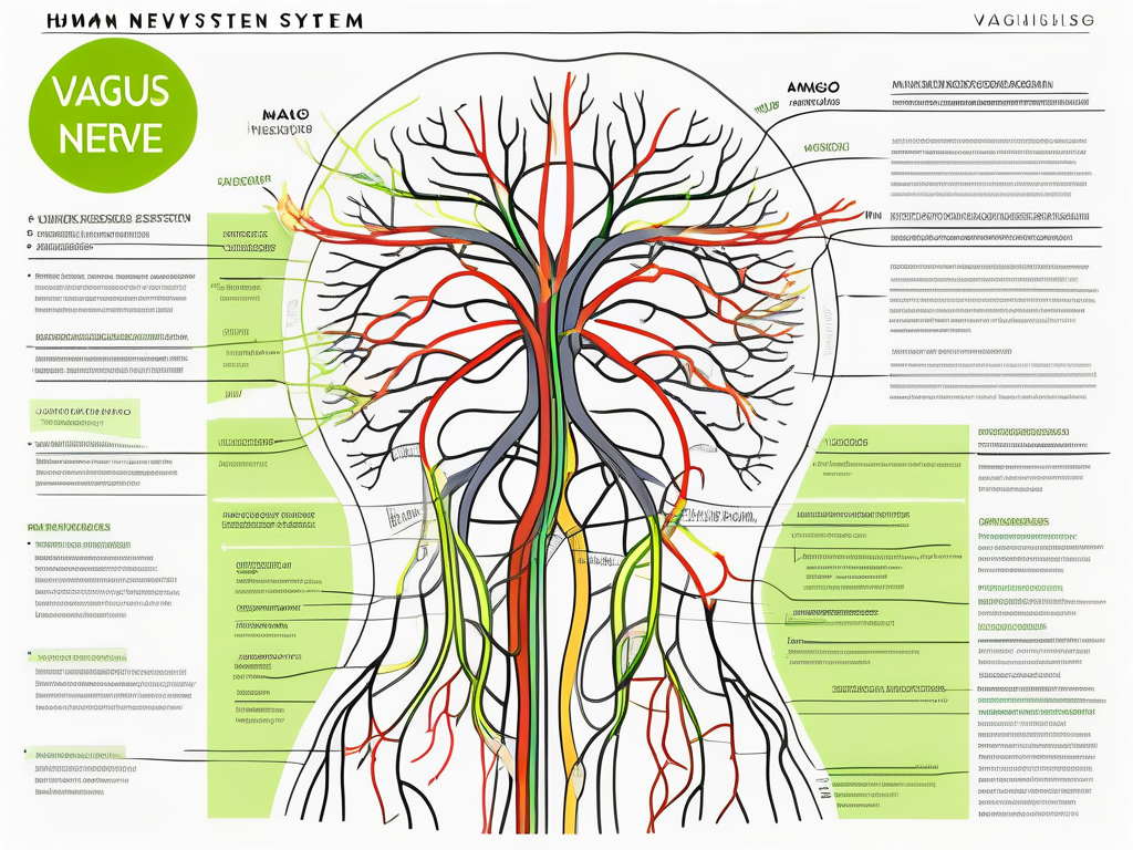 The human nervous system highlighting the vagus nerve