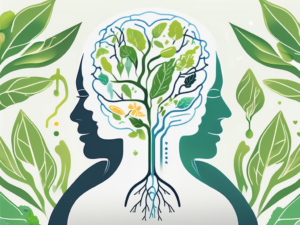 A stylized human silhouette with the vagus nerve highlighted