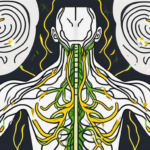A human body outline highlighting the path of the vagus nerve