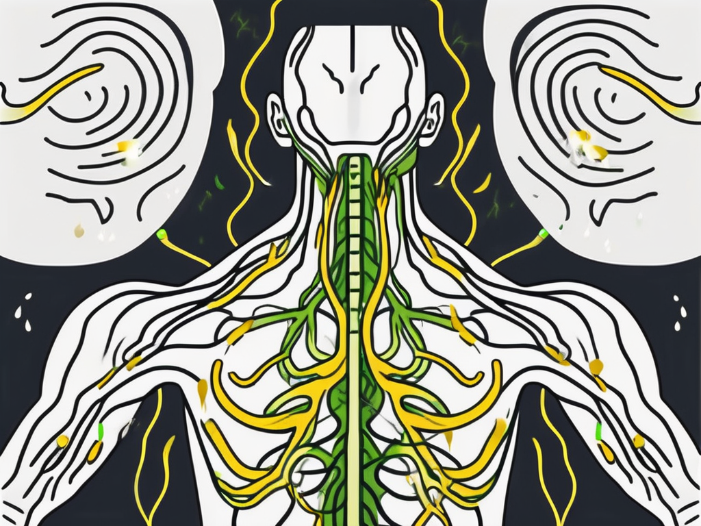 A human body outline highlighting the path of the vagus nerve