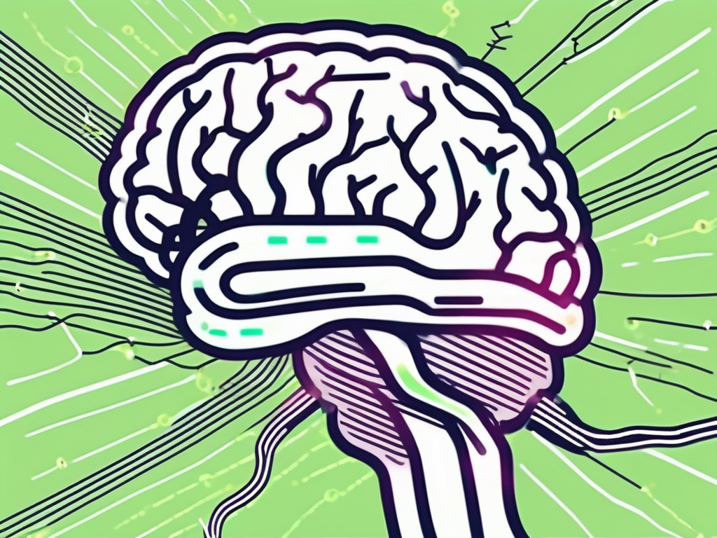 A brain with the vagus nerve highlighted