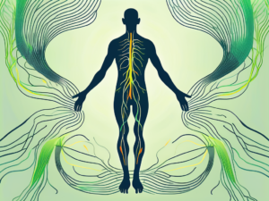 The vagus nerve highlighted within a silhouette of a human body
