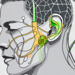An ear with a vagus nerve stimulation device attached to it
