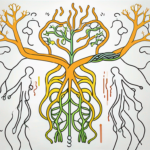 The vagus nerve extending from the brain to the lungs