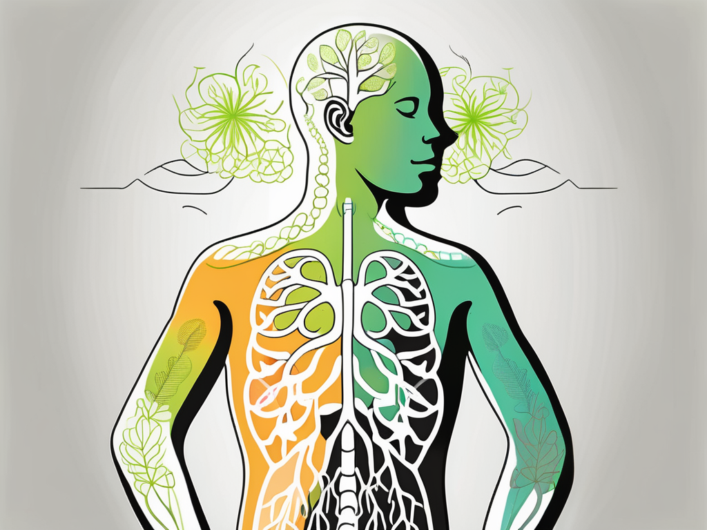 A human silhouette in a relaxed posture with an emphasis on the respiratory system